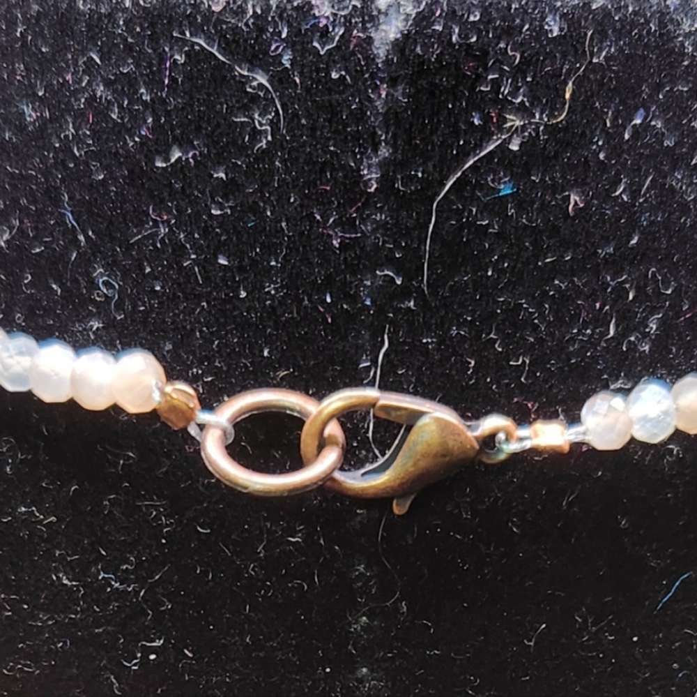 Peach Moonstone, Fluorite and Copper Beaded Necklace - Picture 3 of 5